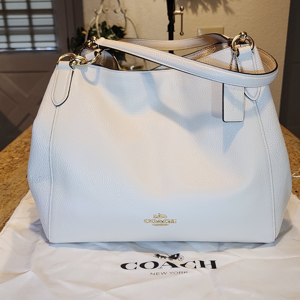 Coach Pebble White Leather Hallie Hobo 80268 Shoulder Bag